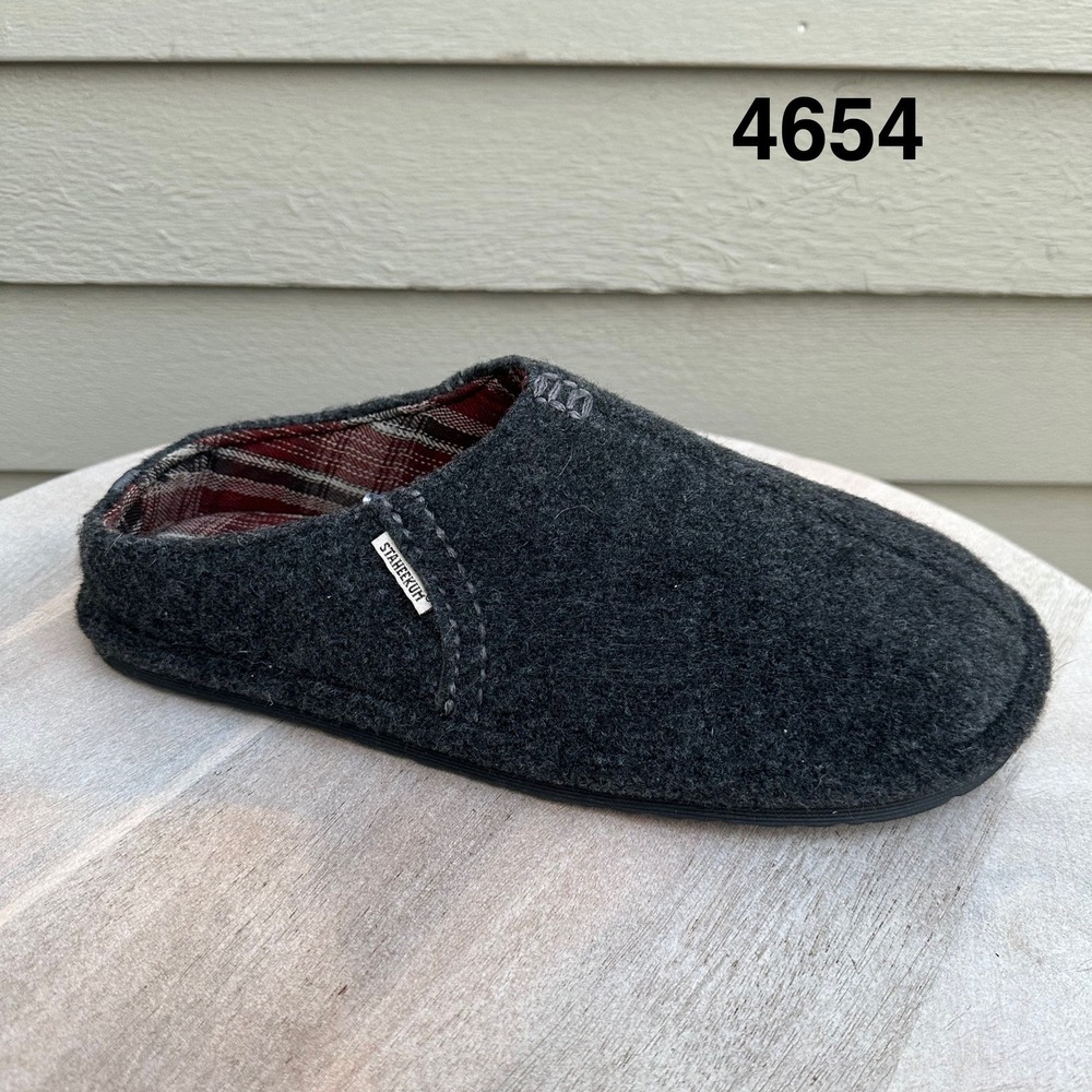 Staheekum Timber Mens Charcoal Grey Plaid Lined Scuff Slippers Size 10 90377009H